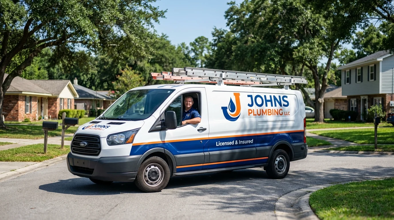 Johns Plumbing LLC service van in Fernandina Beach, FL