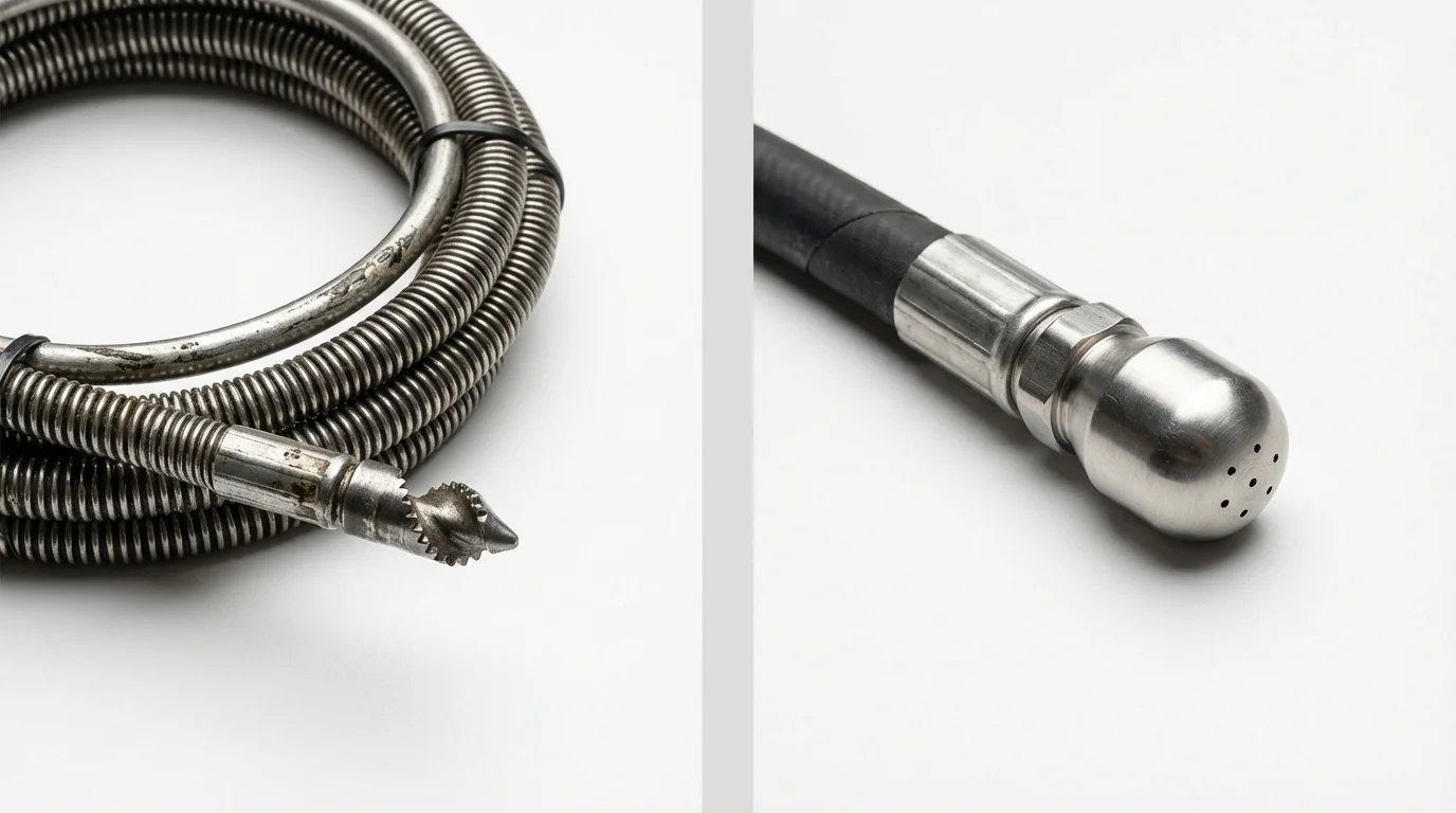 Drain snake cable and hydro jetting nozzle used for drain cleaning in Fernandina Beach, FL
