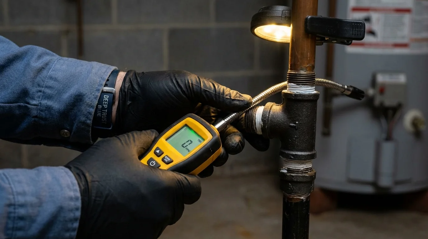 Gas leak detection with electronic sniffer by Johns Plumbing LLC in Fernandina Beach