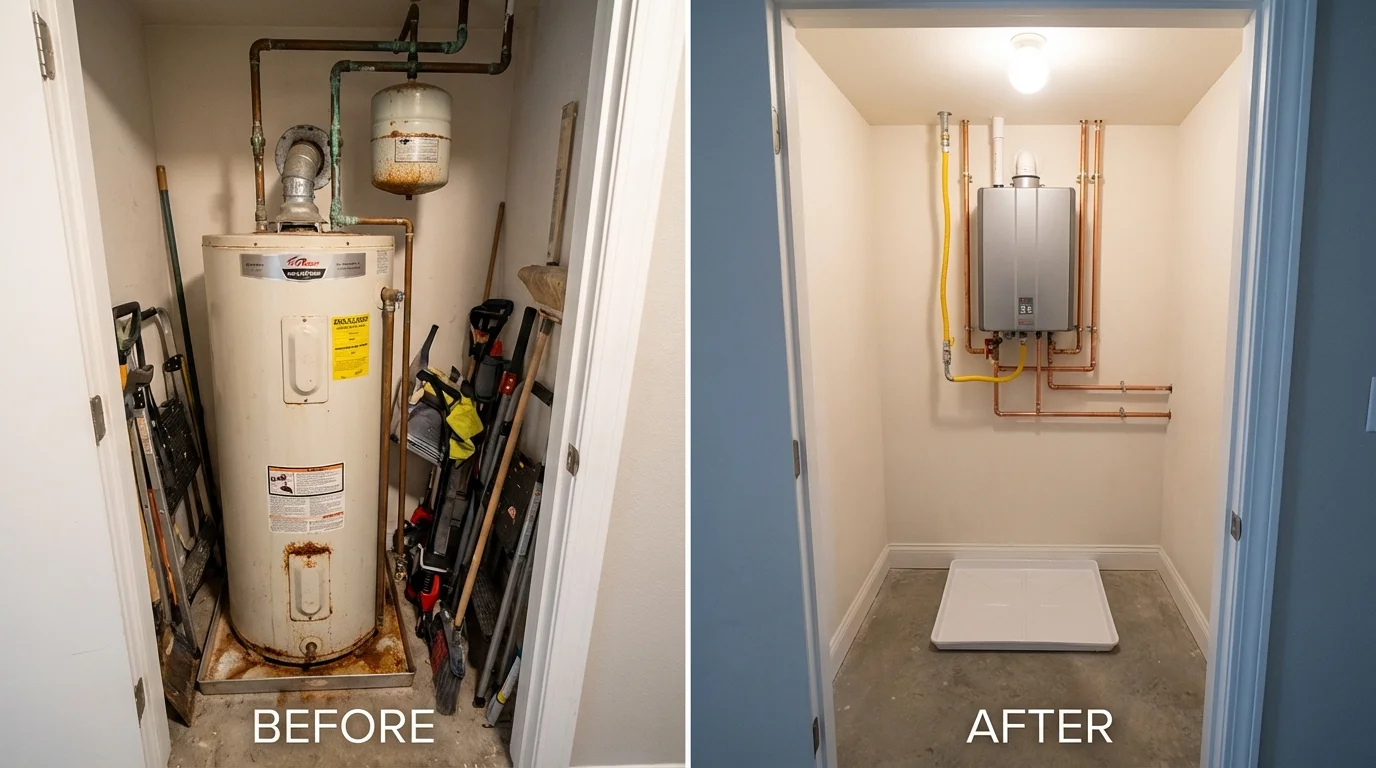 Tank water heater versus wall-mounted tankless unit comparison for Fernandina Beach, FL homeowners