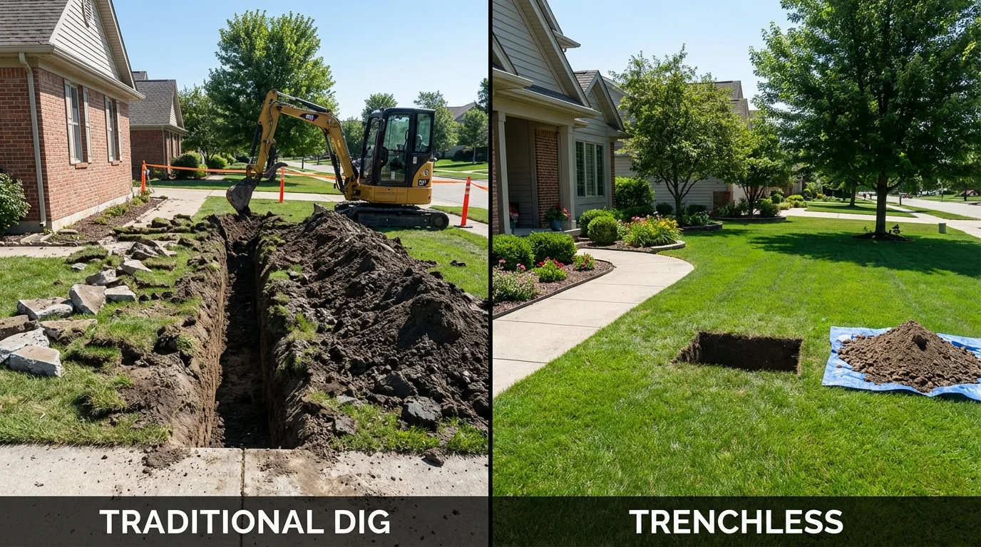 Trenchless sewer repair with minimal yard damage versus traditional excavation in Fernandina Beach, FL
